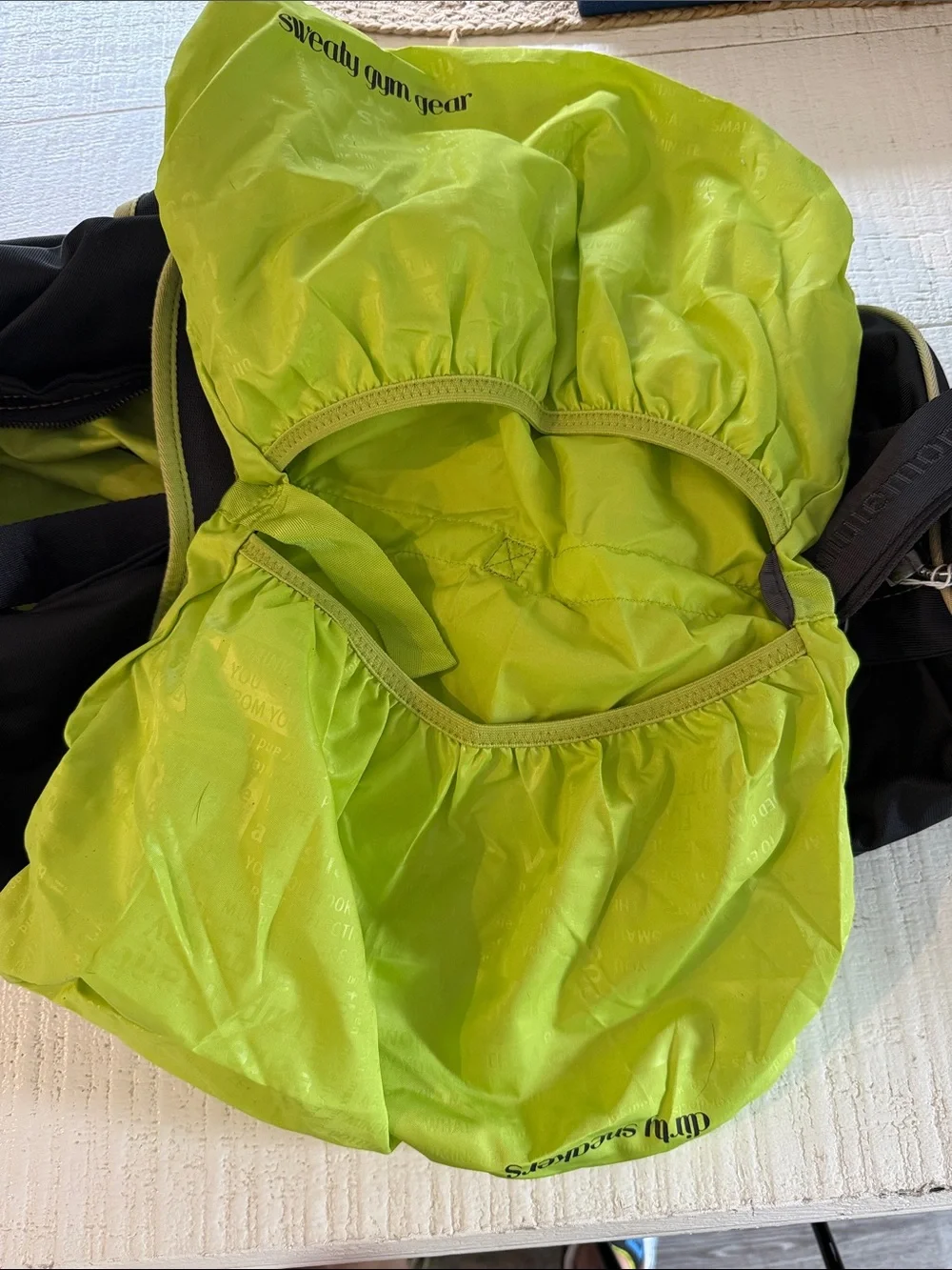 Lululemon Men’s Black Duffel Bag with Lime Trim